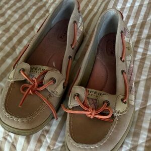 Sperry Women's Tan and Pink Boat Shoes